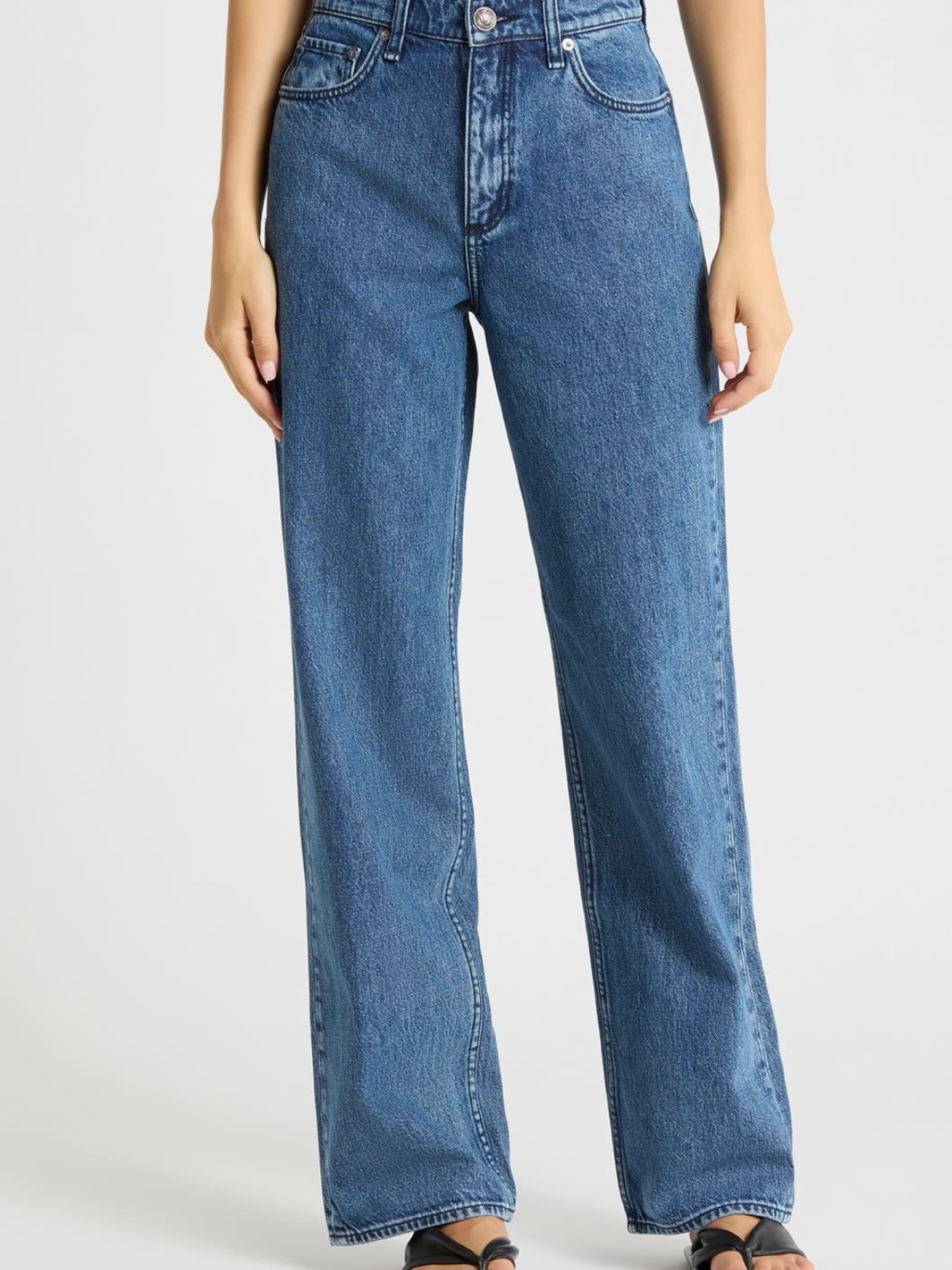 Rag & Bone High-Rise Wide Leg Jeans In Medium Blue